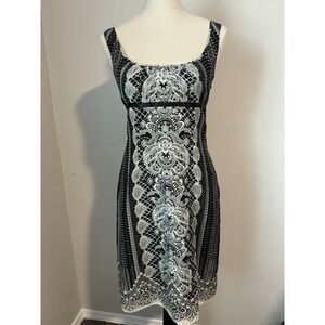 Antonio Melani Dress Womens 4 Black Art Nouveau Empire Waist Tie Back Lady EUC